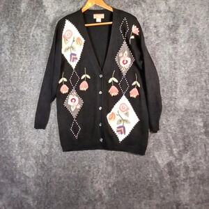 Christina vintage embroidered gramma cottage core women's cardigan medium